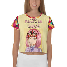 Load image into Gallery viewer, SAVAGE PRINCESS Daddy&#39;s Lil Savage Multicolor Checkered Crop Tee
