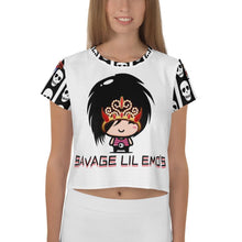 Load image into Gallery viewer, SAVAGE PRINCESS EMO Striped White Skull Crop Tee
