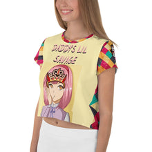 Load image into Gallery viewer, SAVAGE PRINCESS Daddy&#39;s Lil Savage Multicolor Checkered Crop Tee

