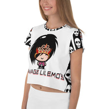 Load image into Gallery viewer, SAVAGE PRINCESS EMO Striped White Skull Crop Tee

