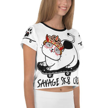Load image into Gallery viewer, SAVAGE PRINCESS Skate Kitty Crop Tee
