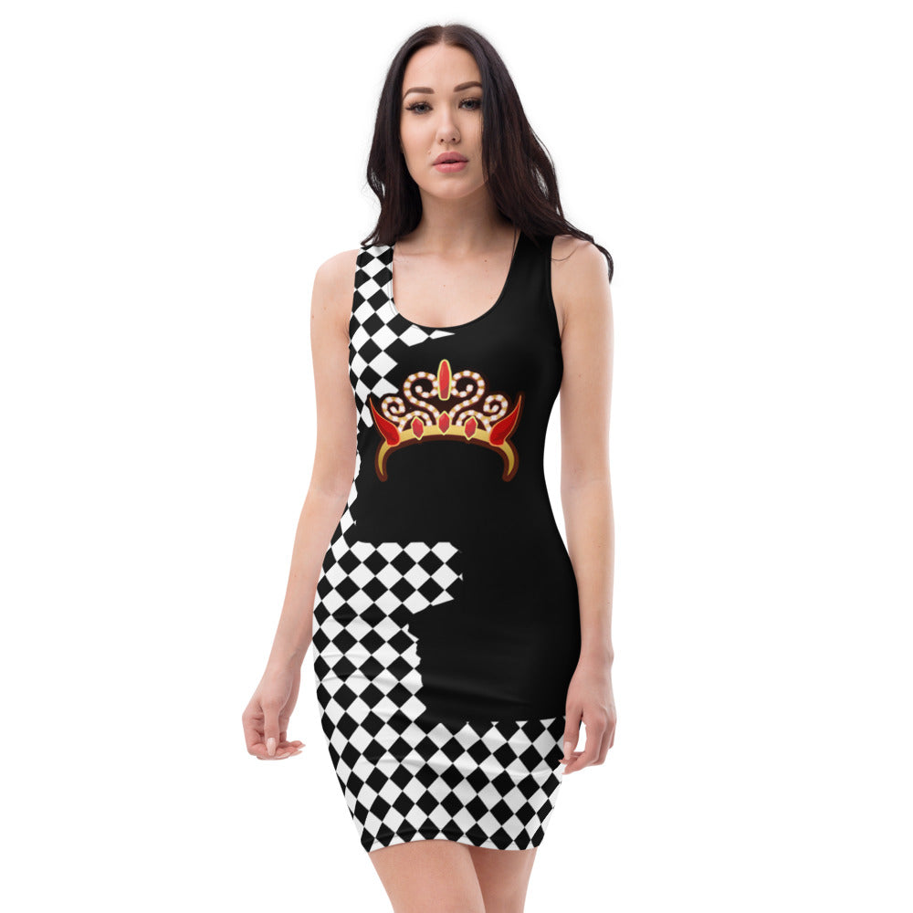 SAVAGE PRINCESS Black Checkered Sublimation Cut & Sew Dress