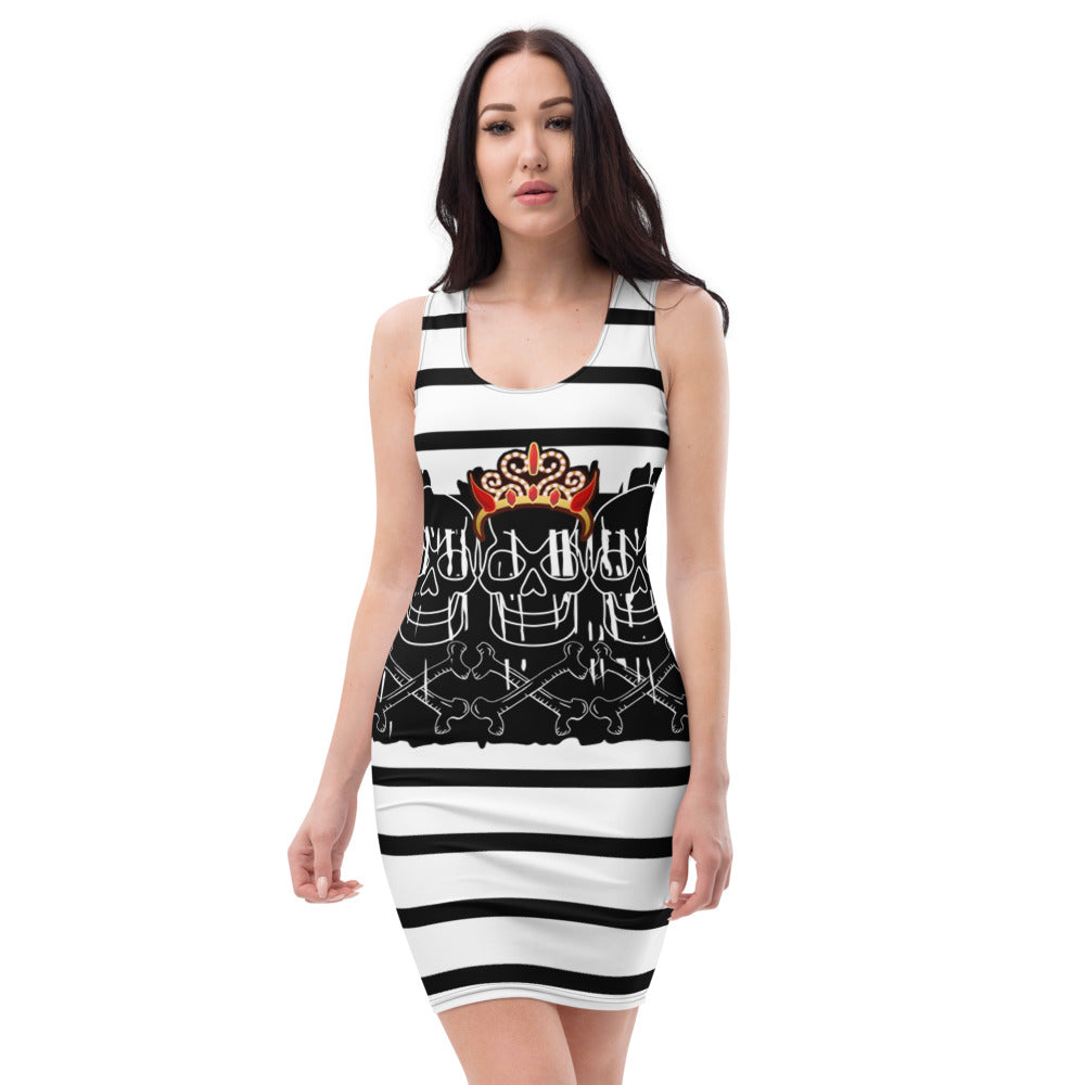 SAVAGE PRINCESS Black & White Stripe Sublimation Cut & Sew Dress
