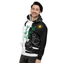 Load image into Gallery viewer, L.E.R. DESIGNS Black/White Swans Unisex Hoodie
