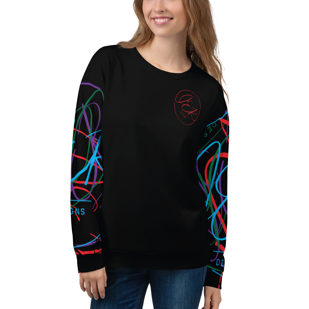 L.E.R. DESIGNS Unisex Sweatshirt multi-colored black