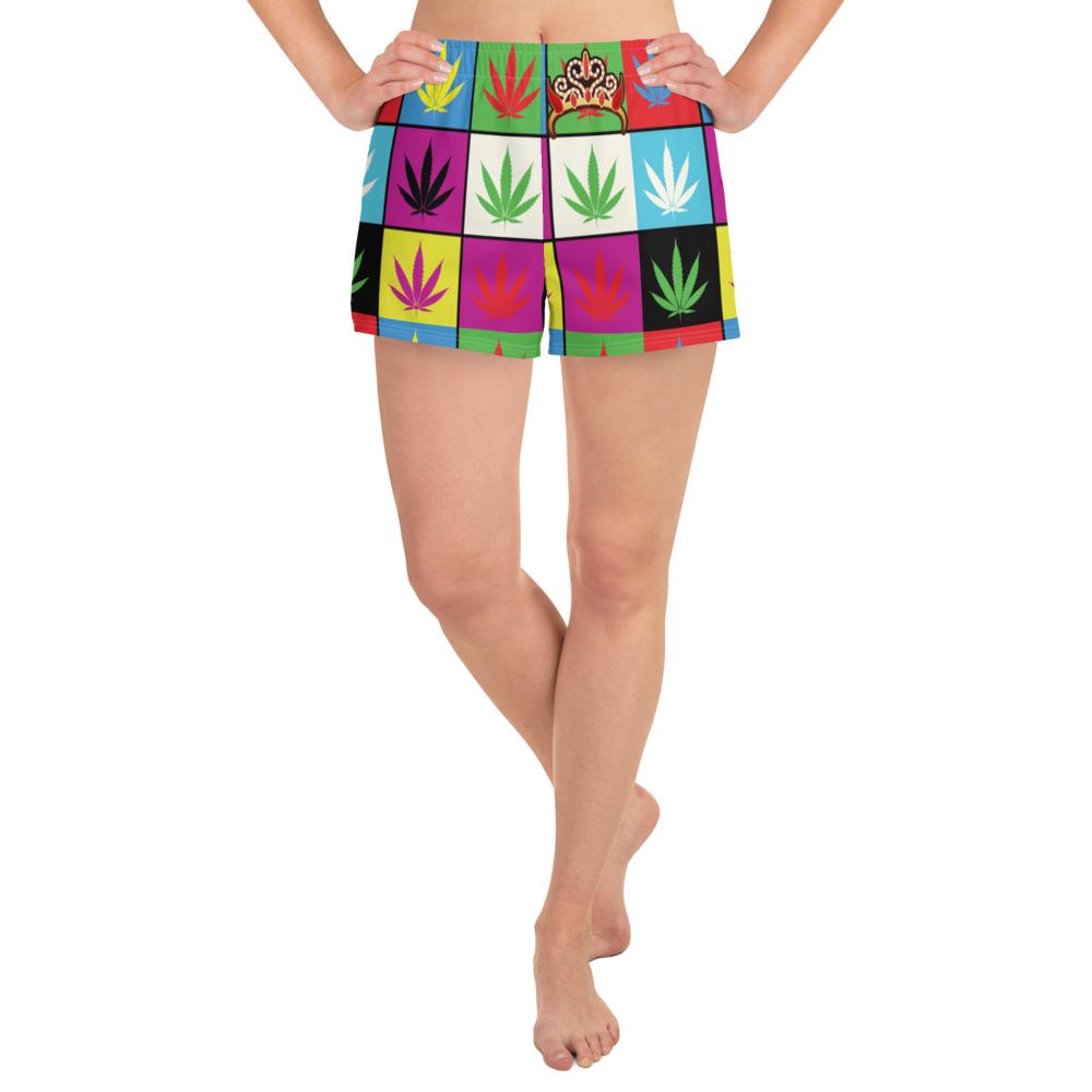 SAVAGE PRINCESS Multicolor Weed Leaf Short Shorts