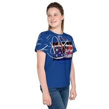 Load image into Gallery viewer, L.E.R. Youth crew neck t-shirt blue.jeanflag
