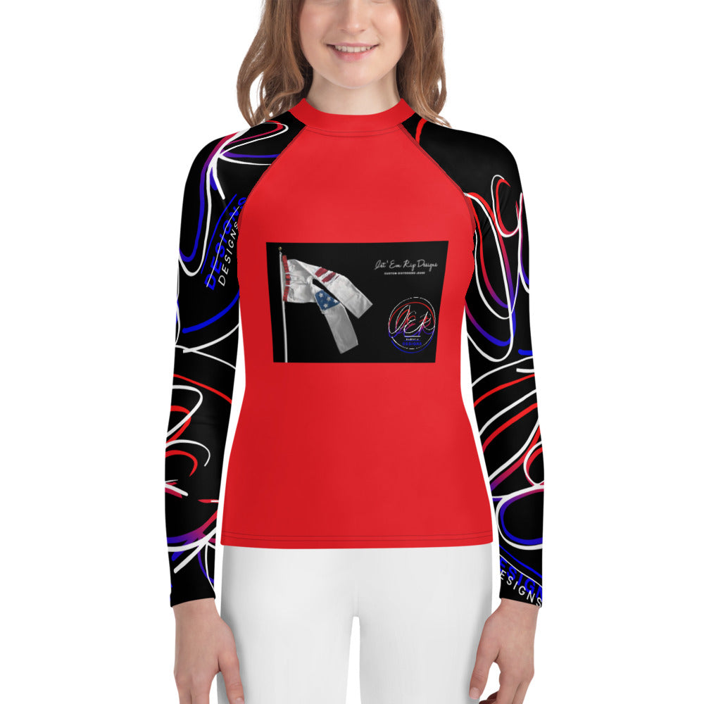 L.E.R. DESIGNS Youth Rash Guard red.jeanflag