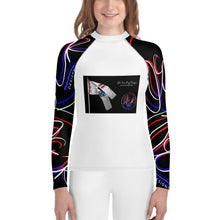 Load image into Gallery viewer, L.E.R. DESIGNS Youth Rash Guard wht.jeanflag
