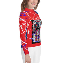 Load image into Gallery viewer, L.E.R. DESIGNS Youth Rash Guard red.blu.jeanflag
