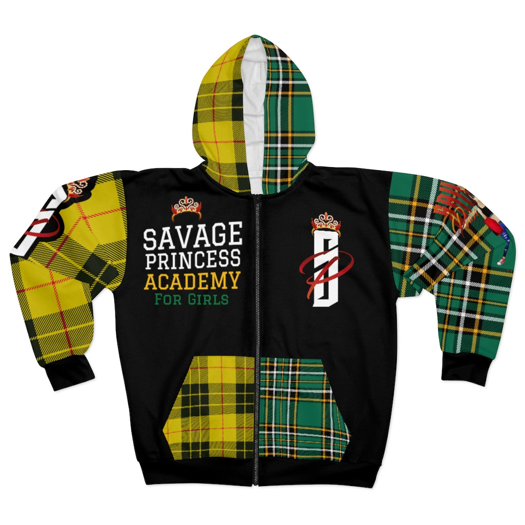 SAVAGE PRINCESS Savage Academy For Girls GR/Y Unisex Zip Hoodie