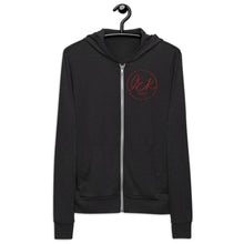 Load image into Gallery viewer, L.E.R. Designs Unisex zip hoodie red.logo
