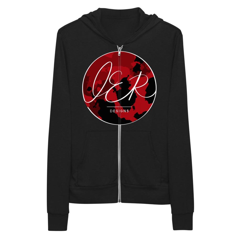 L.E.R. DESIGNS Red Cammo Unisex zip hoodie